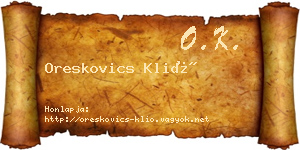 Oreskovics Klió névjegykártya